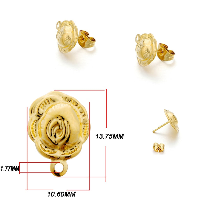 Base de clou de boucle d'oreille géométrique en acier inoxydable, 10 pièces
