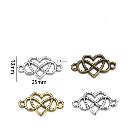 Heart Infinity Love Forever Charms, 20pcs