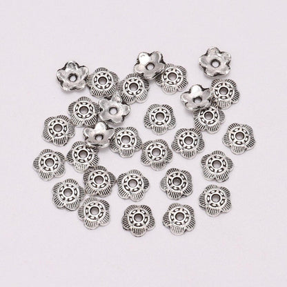 6mm 5-Petal Relief Flower Bead Caps, 100pcs