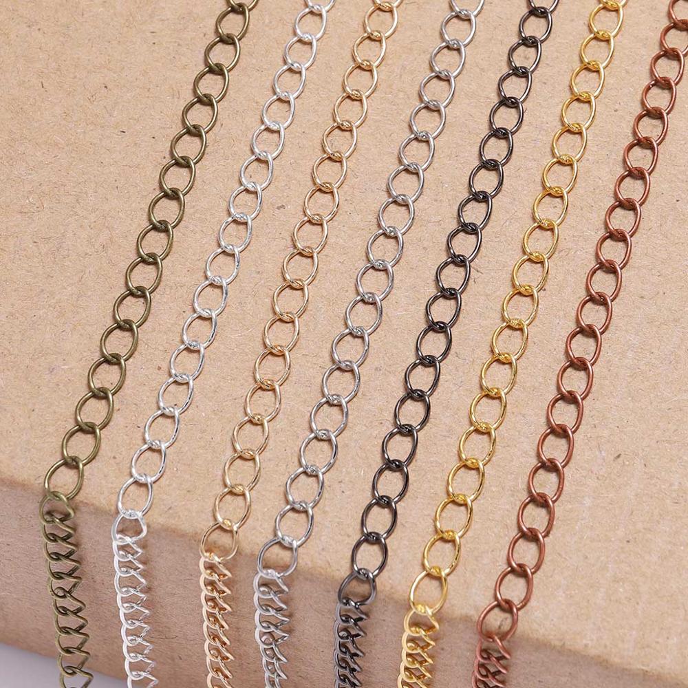 2.5 2.8 3.6 4.8 mm Long Open Link Ring Extended Extension Necklace Chains, 5m lot