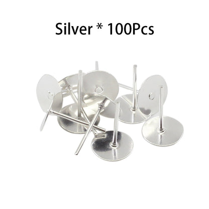 Bases de boucles d'oreilles vierges, adaptées à 4-10 mm, 100 pièces
