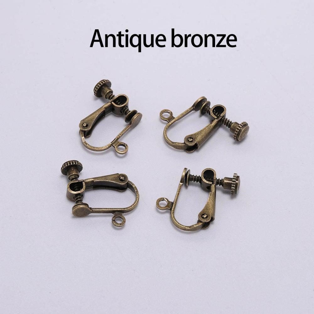 Clip d'oreille à vis en laiton 15x13mm, 10pcs