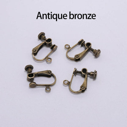 Clip d'oreille à vis en laiton 15x13mm, 10pcs