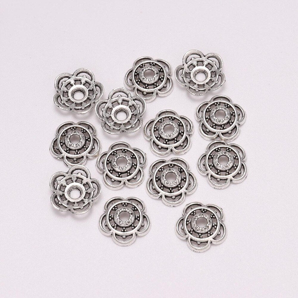 10mm Flower Bead Caps for Jewelry Making, 50pcs