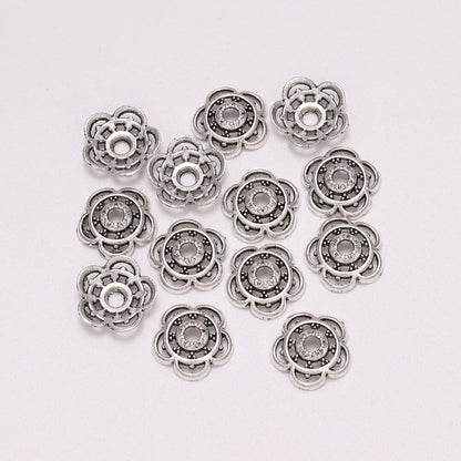 10mm Flower Bead Caps for Jewelry Making, 50pcs