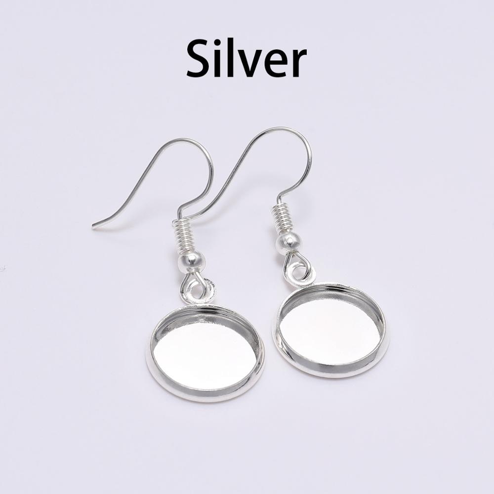 Crochet de boucle d'oreille cabochon de lunette de plateau de 10-25 mm, 10 pièces