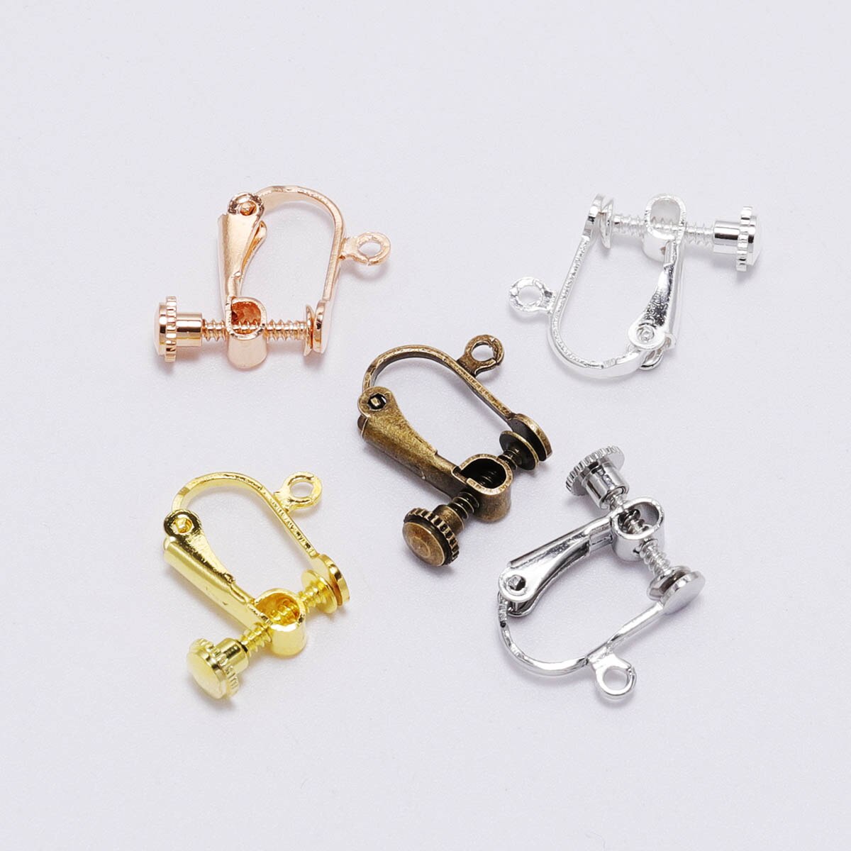 Clip d'oreille à vis en laiton 15x13mm, 10pcs