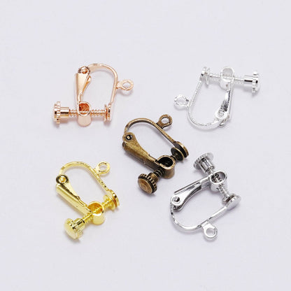 Clip d'oreille à vis en laiton 15x13mm, 10pcs