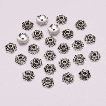 8mm 12-Petal Round Flower Bead Caps, 50pcs