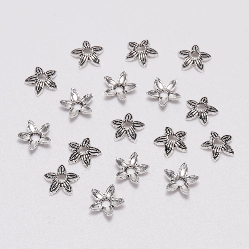 8mm Star Antique Flower Bead Caps, 100pcs