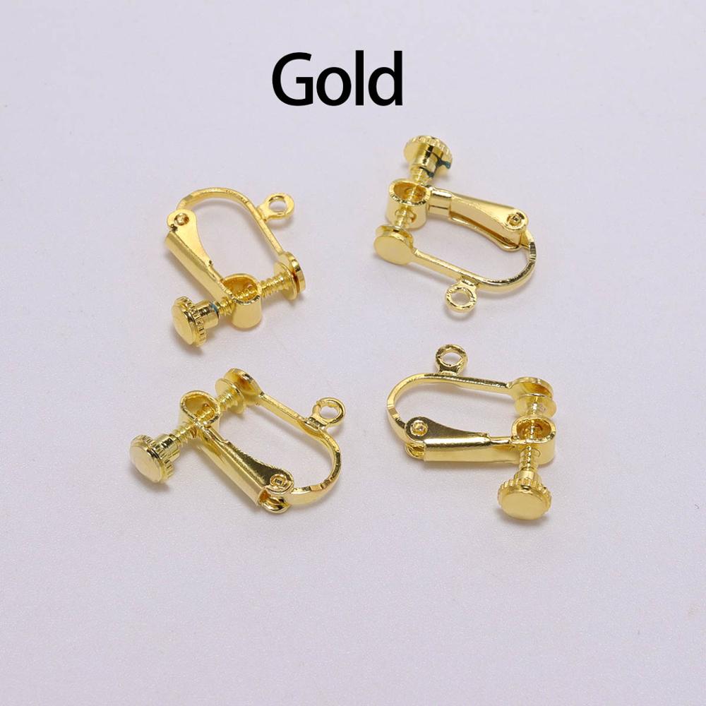 Clip d'oreille à vis en laiton 15x13mm, 10pcs