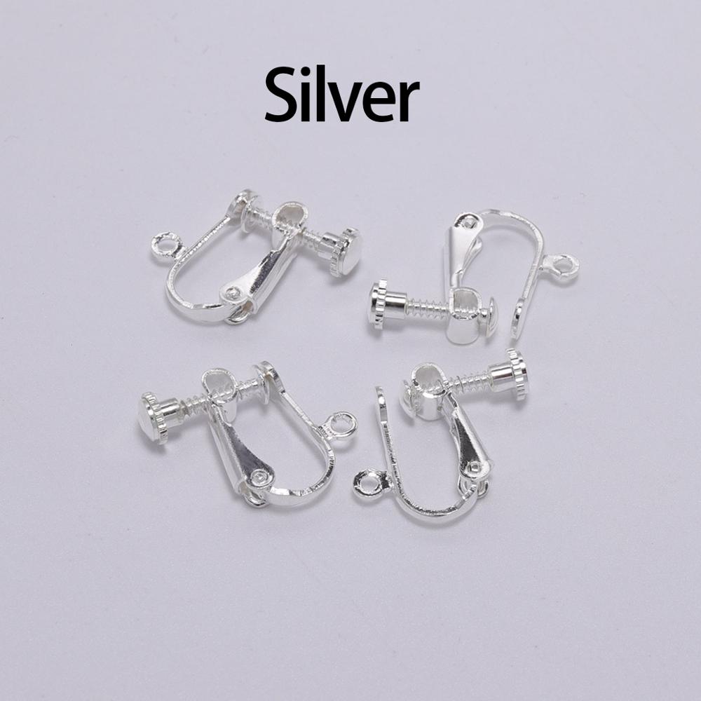 Clip d'oreille à vis en laiton 15x13mm, 10pcs