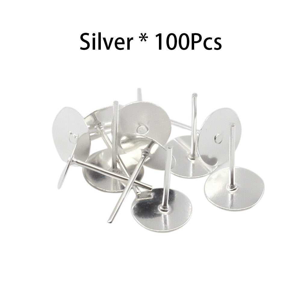 Bases de boucles d'oreilles vierges, adaptées à 4-10 mm, 100 pièces