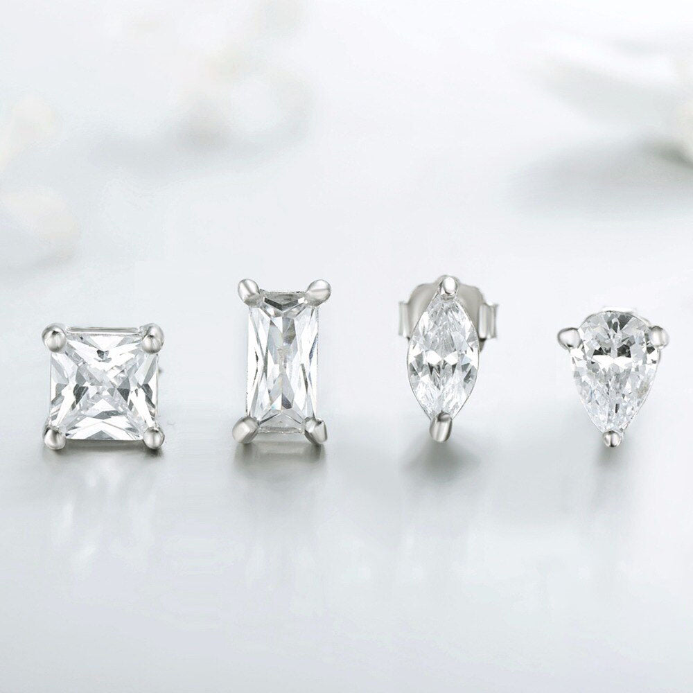 Boucles d'oreilles à tige carrées et rectangulaires en forme de losange