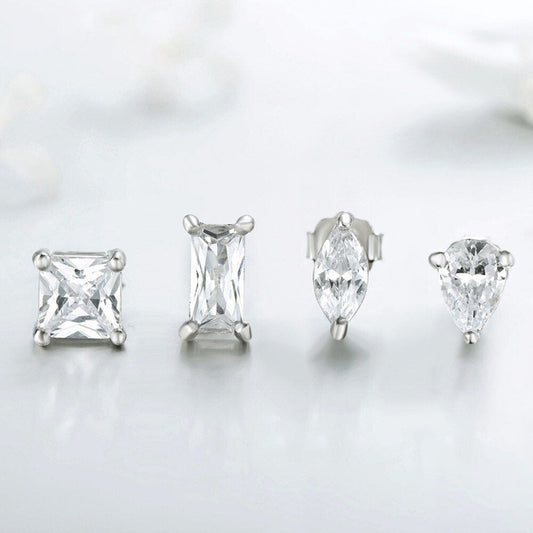 Boucles d'oreilles à tige carrées et rectangulaires en forme de losange