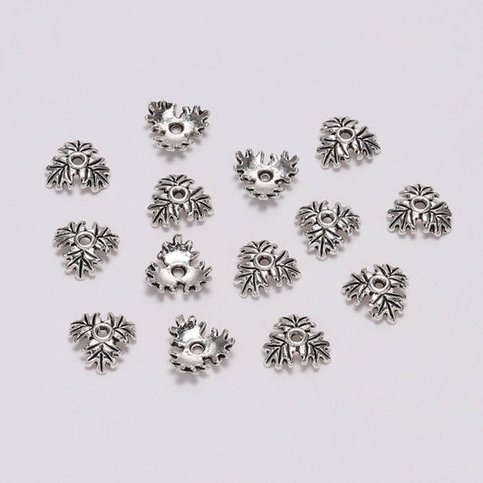 10mm 3-Petal Hollow Flower Bead Caps, 50pcs