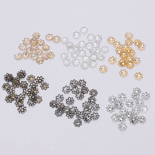 6mm Hollow Flower Metal Spacer Bead Caps, 600pcs