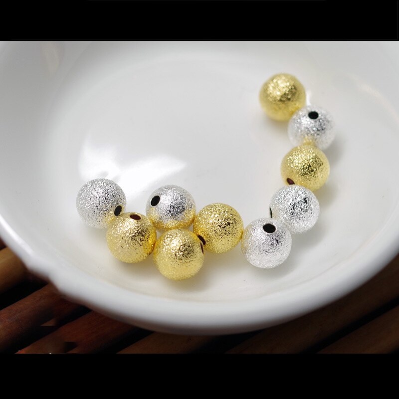 4–12 mm runde, mattierte Kugel-Abstandsperlen, 20–100 Stück