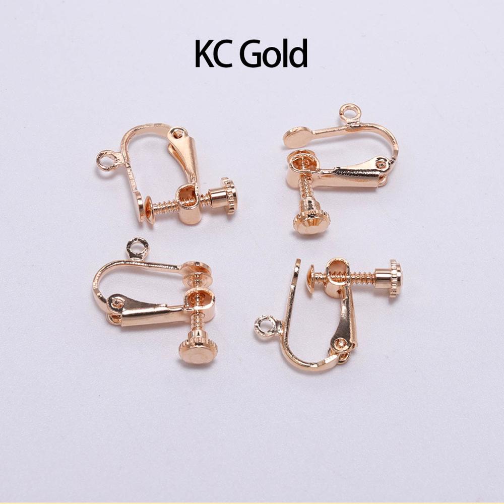 Clip d'oreille à vis en laiton 15x13mm, 10pcs