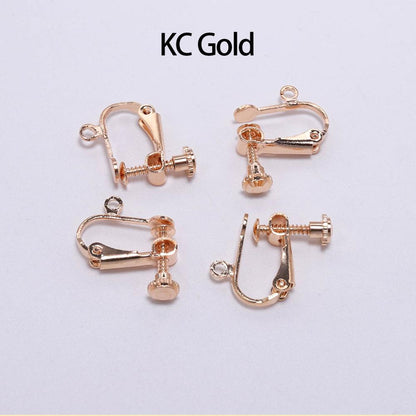 Clip d'oreille à vis en laiton 15x13mm, 10pcs