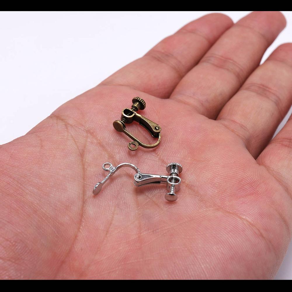 Clip d'oreille à vis en laiton 15x13mm, 10pcs