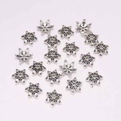 20pcs 12mm Tibetan Antique Silver Hexagram Bead Caps for DIY Earring Making