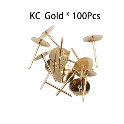 Bases de boucles d'oreilles vierges, adaptées à 4-10 mm, 100 pièces