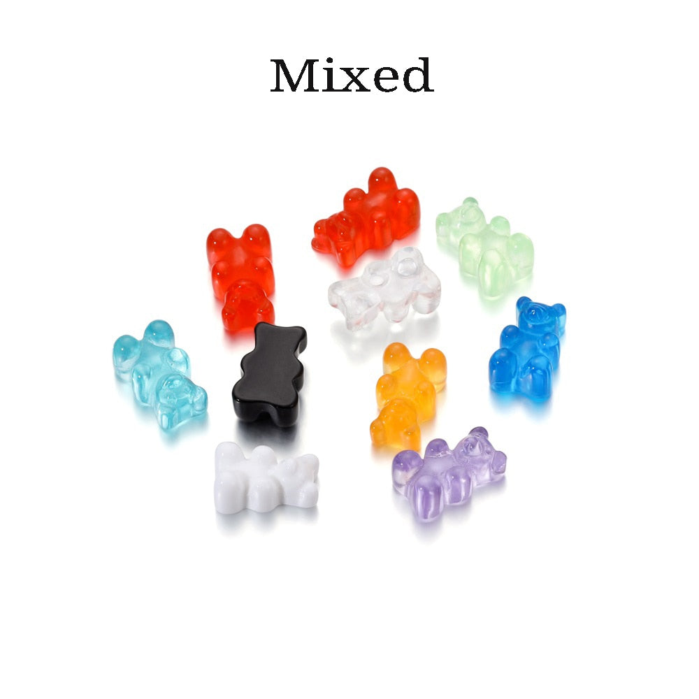 Transparent Cartoon Candy Bear Charm Pendants, 10Pcs