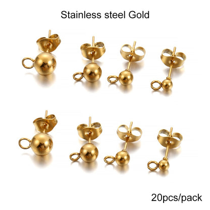 Épingles de base pour boucles d'oreilles à tige de 3 à 6 mm, 20 à 50 pièces