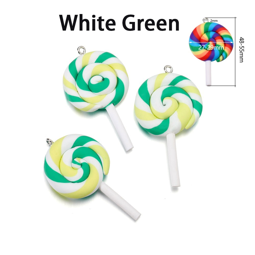 Cute Candy Color Marshmallow Polymer Clay Pendant, 10pcs