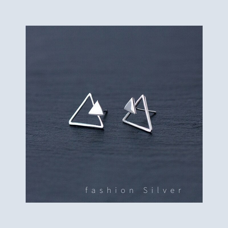 Fashion Clear Triangle Design Earrings