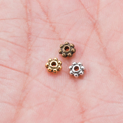 Perles d'espacement rondes plates antiques, 200 pièces