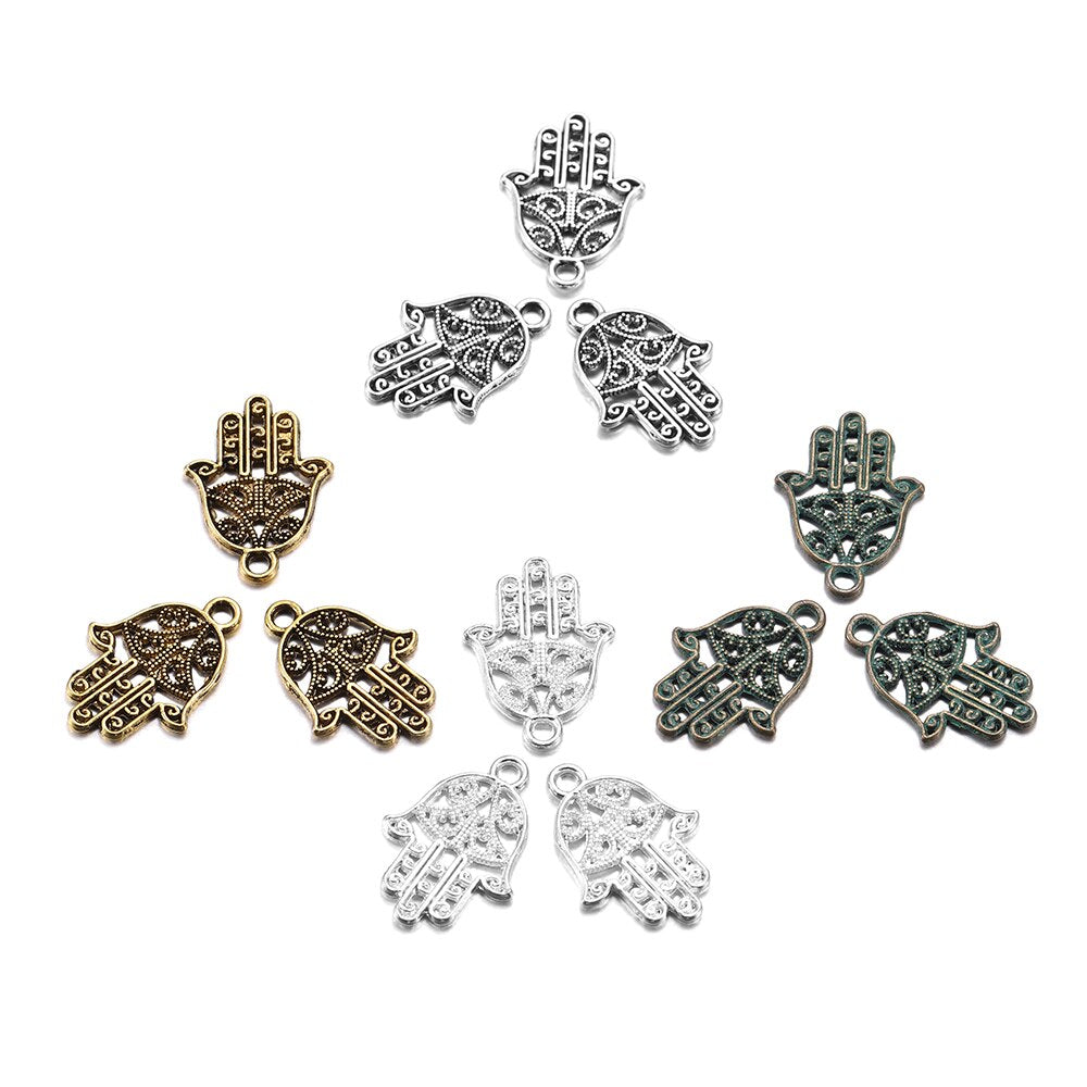 20 Stück 15 x 21 mm klassische antike Bronze-Hand-Charms-Anhänger