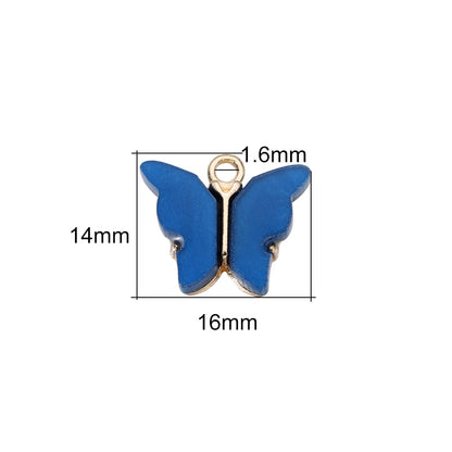 Pendentif papillon en résine colorée, 10 pièces