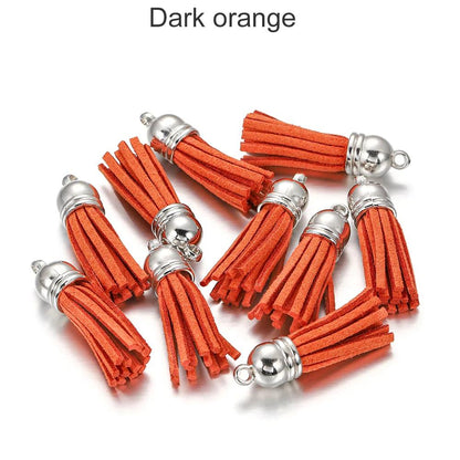 20 pendentifs en cuir vintage avec pompon de 38 mm.