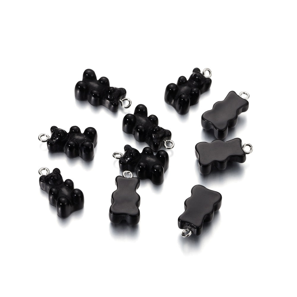 Candy Color Resin Mini Bear Charms, 10pcs