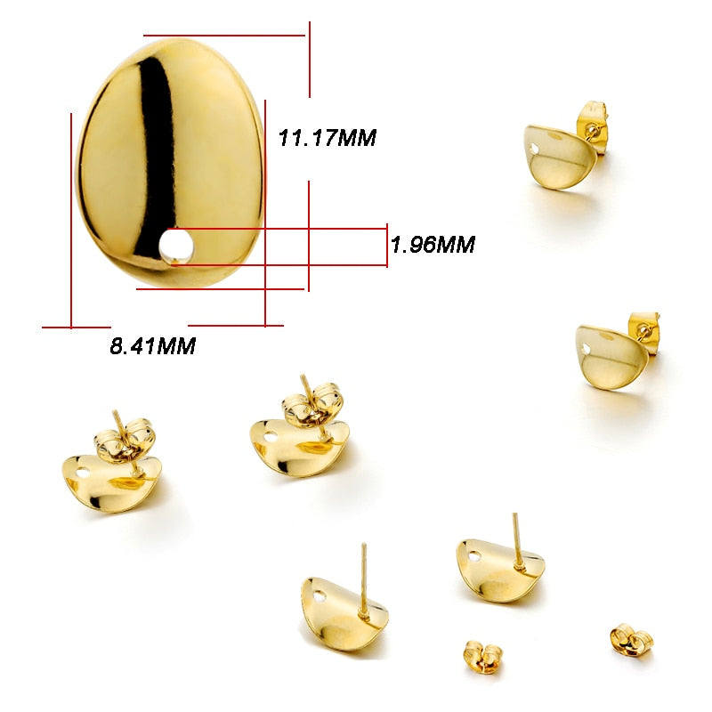 Base de clou de boucle d'oreille géométrique en acier inoxydable, 10 pièces