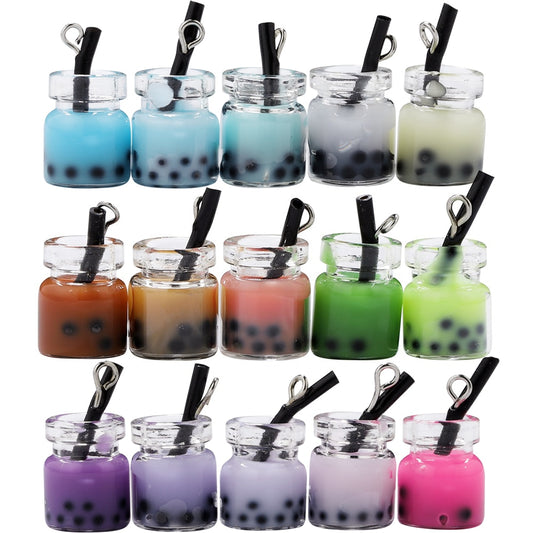 Resin Pearl Milk Tea Bottle Pendants