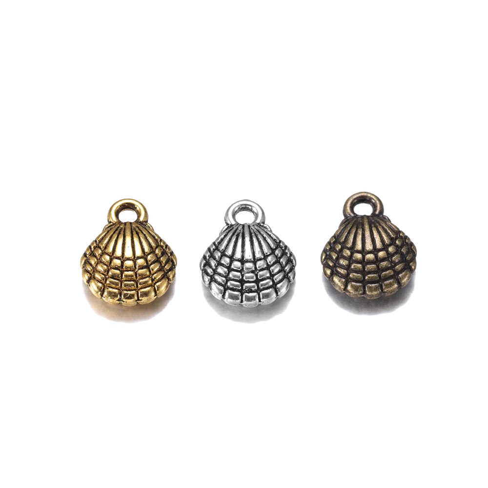 12pcs 13x10mm Antique Double Sided Shell Charms Pendants