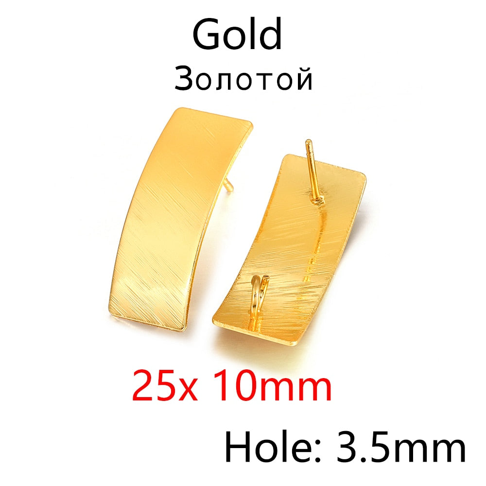Boucles d'oreilles polygonales géométriques plaquées, 7 styles, 10 paires, Lot