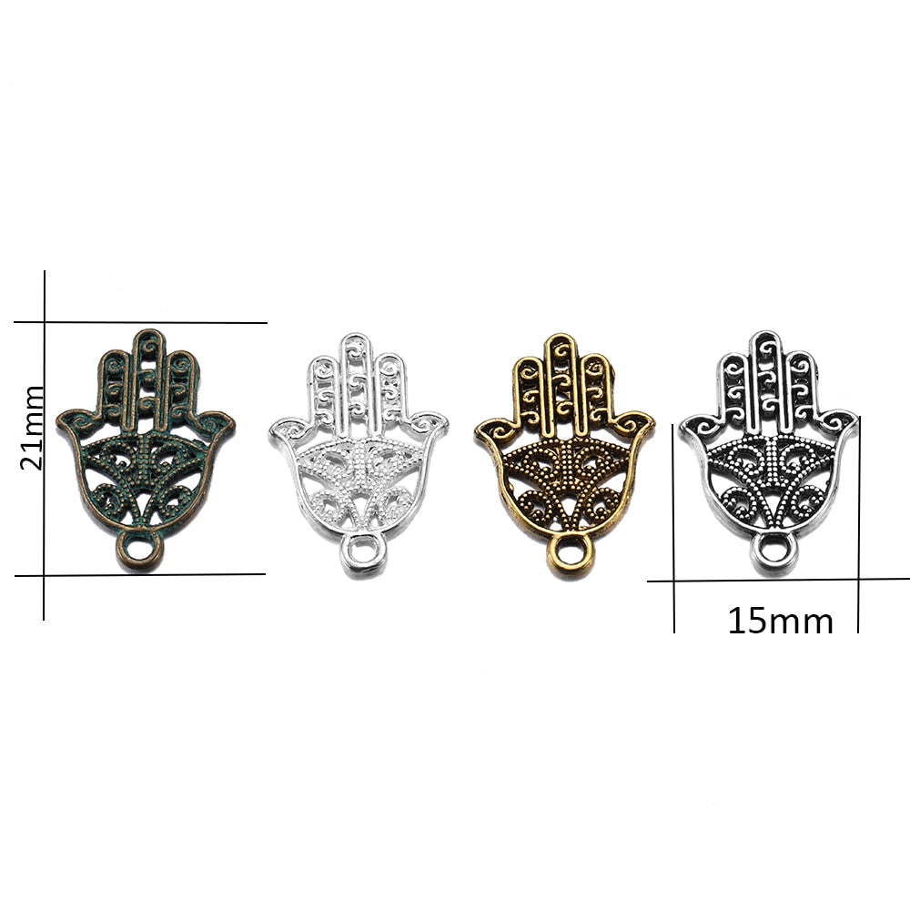 20 Stück 15 x 21 mm klassische antike Bronze-Hand-Charms-Anhänger