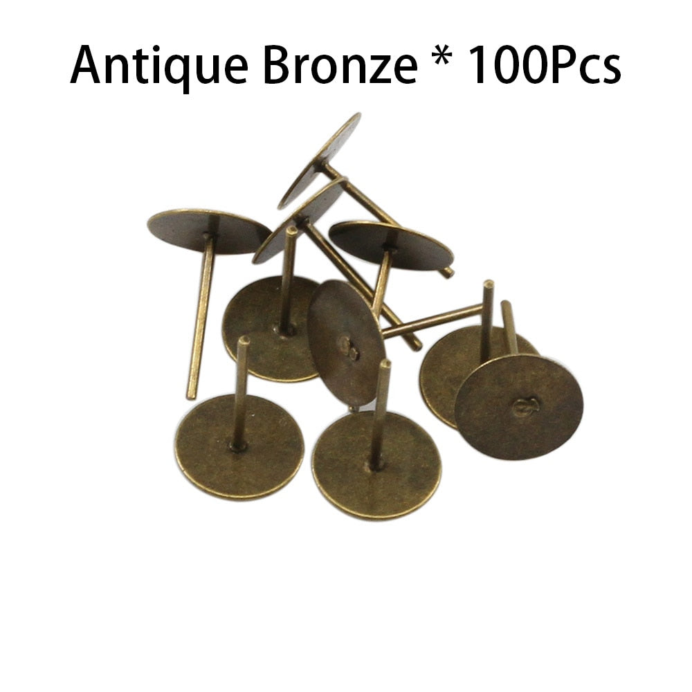 Bases de boucles d'oreilles vierges, adaptées à 4-10 mm, 100 pièces