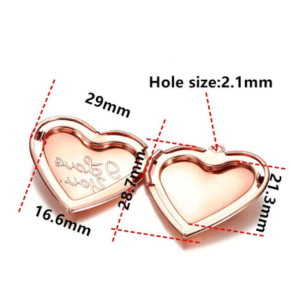 Heart Shaped Photo Frame Pendant, 5Pcs