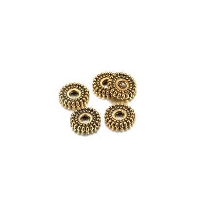 Perles d'espacement tibétaines rondes plates de 6, 7 mm, 100 pièces