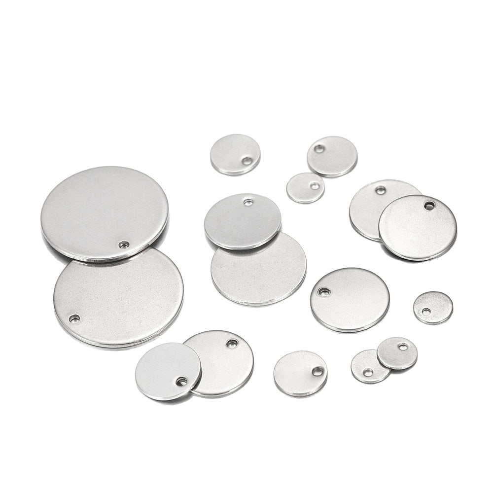10-50pcs 6-30mm Stainless Steel Round One Hole Charms Pendants