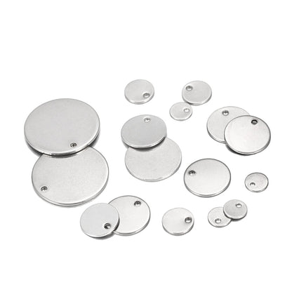10-50pcs 6-30mm Stainless Steel Round One Hole Charms Pendants