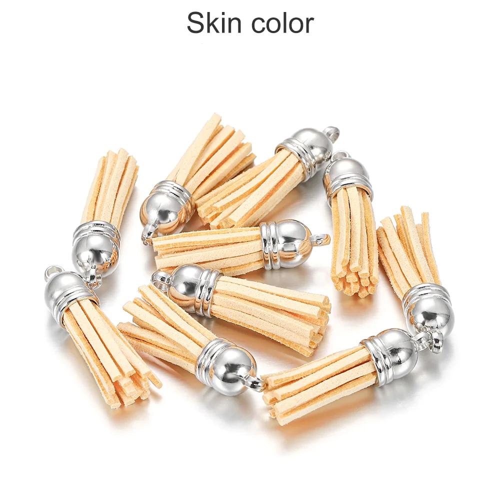 20 pendentifs en cuir vintage avec pompon de 38 mm.
