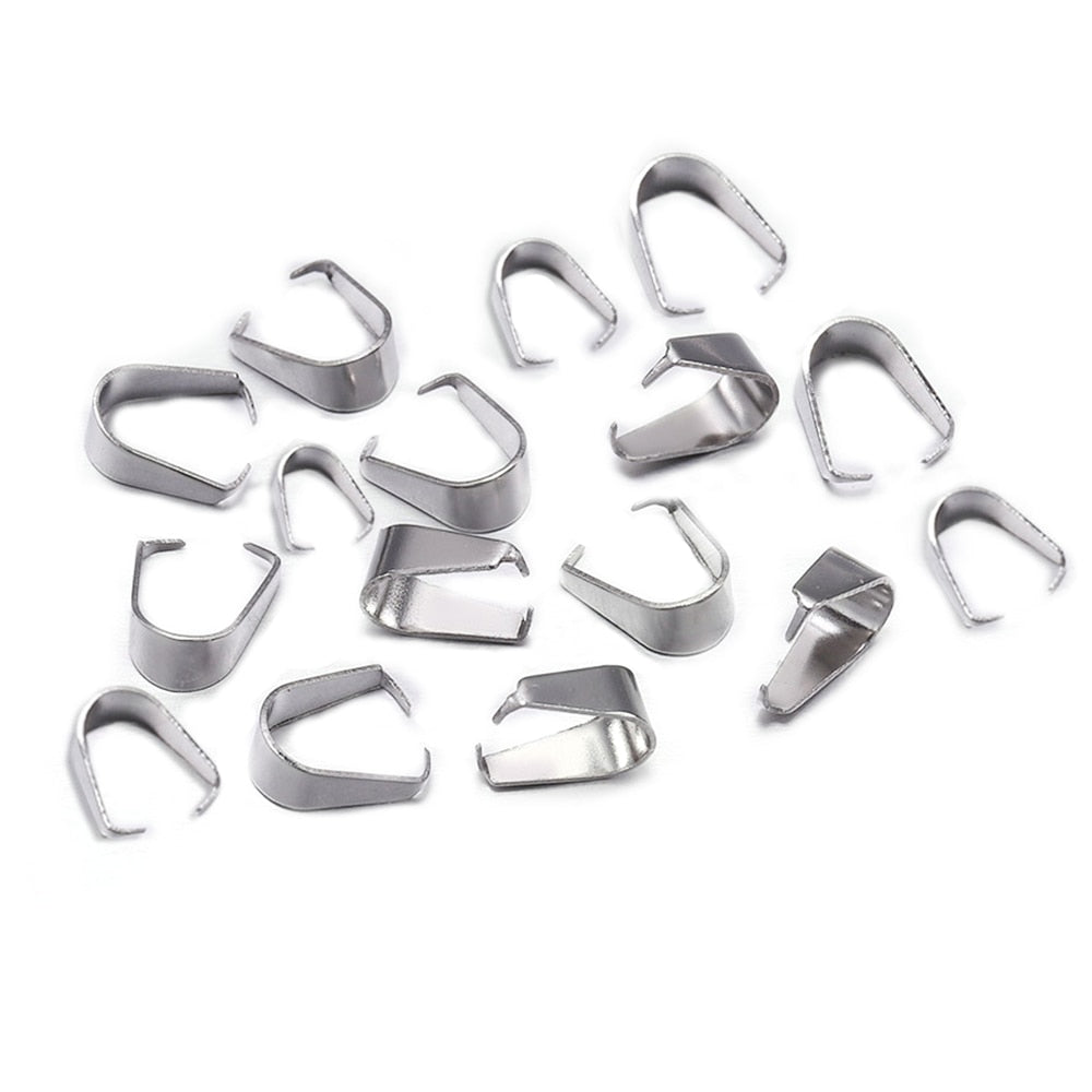 Stainless Steel Pendant Pinch Bail, 50-100pcs