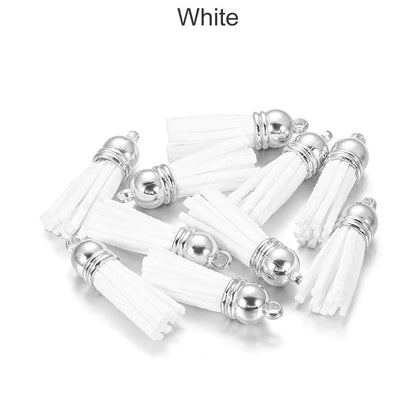 20 pendentifs en cuir vintage avec pompon de 38 mm.