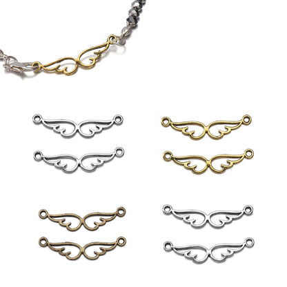 Connecteurs de breloques ailes d'ange antiques, 20 pièces
